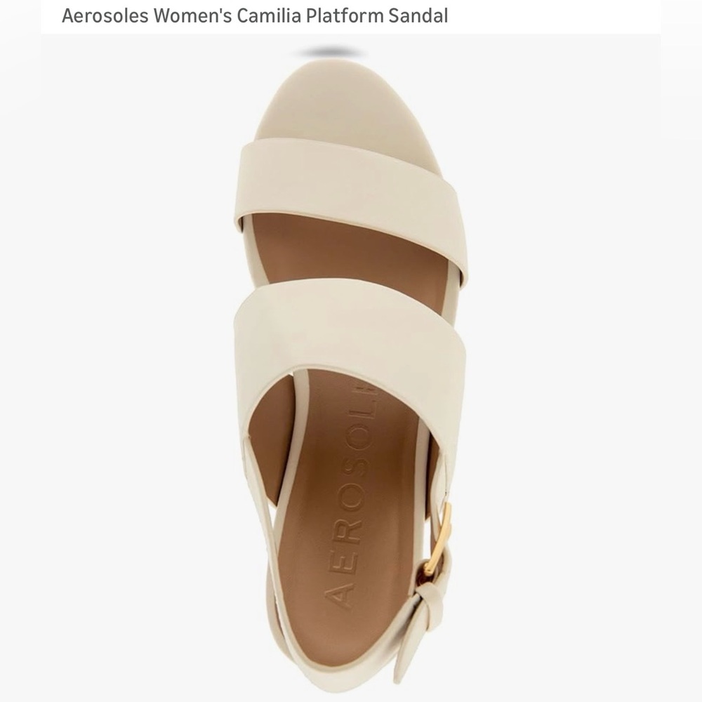 AEROSOLES Camilia eggnog faux leather platform sandals size 12 NWOT - Picture 4 of 10
